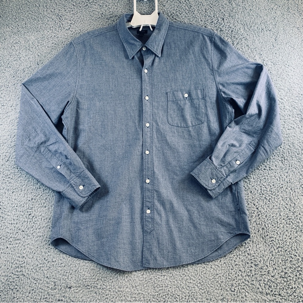 J.crew Dress Shirt Men's Long Sleeve Button Up Dark Blue Size L‎